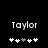 Pixelated text 'Taylor' above five heart symbols on black background, with one heart grayed in left view and two grayed in right view.