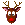 Pixelated reindeer head with brown antlers, pink inner ears, white eyes, black pupils, gray eyelids, and a red nose on a gray background.