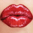Red lips with glossy texture and subtle shading, displayed side-by-side in a split view against light skin background.