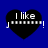 Four black heart-shaped icons with white text "I like" and musical notes on a blue background, each showing different animation states.