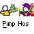 Pixel art of two cartoon characters holding objects against a gray background with text below.
