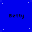 Blue background with white stars and repeated 'Betty' text in black pixelated font across the