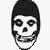 A 50x50 pixel animated buddy icon split into two frames: left frame shows a black-and-white skull with short hair, right frame displays green text on dark green background reading "OriginalIcons.com".
