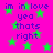 Bright pink background with scattered green stars and repeated purple text reading "im in love yea thats right".