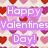 Animated Valentine's Day-themed icon with heart-patterned background, cupcake, and group photo of people holding roses.