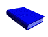 Nine blue book icons in various orientations on a gray background, showing different angles and open states.