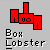 Red pixelated robot with 'oo' eyes and 'Box Lobster' text below, showing three distinct arm positions across frames.