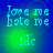 A four- displays pixelated text 'love me hate me' above 'idk', with green and blue gradients shifting