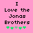 Pink background with black pixelated text reading "I Love the Jonas Brothers" and five green pixelated clovers below, two versions differ in clover color sequence.