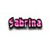 Pixelated text in pink and dark purple hues on a white background, with visible pixelation and color blending.