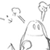 Static grayscale pixel art of a stick-figure character with multiple limbs and abstract shapes, rendered in low resolution on a white background.