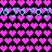 Pixelated pattern of pink hearts on black background with cyan 'yo yo' text repeating horizontally across two