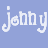 Pixelated blue background with white text 'jonny jonny' and a small dark blue flower symbol below the right word.