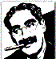 Pixelated black-and-white cartoon portrait of a man with distinctive facial features and hairstyle, displayed as a static buddy icon on a white background.