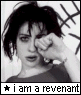 Black-and-white image of a person with short dark hair wiping their eye, repeated in four with text "i am a revenant" below each