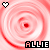 Six display a red spiral pattern with a small central dot, each featuring the text 'ALLIE' and a heart symbol in either black or white outline