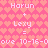 Pixelated pink background with repeating heart pattern, white text displaying 'Harun + Lexy = love 10-16-0', and two identical heart-shaped icons in the center.