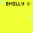 Yellow background with repeated 'EMILY :(' text and scattered light blue stars, some stars move position across frames.