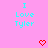 Pink background with cyan text "I Love Tyler" and red pixel hearts arranged in a pattern
