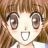 A 48x48 pixel animated buddy icon featuring a cartoon character with brown hair and large eyes on the left, paired with text elements on a black background to the right.