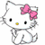 Hello Kitty icon with pink bow on white background, hula skirt version on pink background, and red bow version on black background.