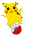 Yellow cartoon character with red cheeks and black eyes stands on red-and-white spherical object, some frames show black bomb-like object beneath.