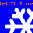Blue background with white snowflakes and orange text repeating 'Let It Snow' across the image.