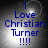 Blue text reads 'I Love Christian Turner !!!!' on a grayscale gradient background with subtle circular patterns, displayed in four identical