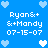 Blue background with white and light blue pixelated hearts, repeated text "Ryan&+ &+Mandy 07-15-07" in four quadrants.