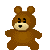 A 4x3 contact sheet of pixelated brown teddy bear animation frames with varying poses and expressions on a gray background.