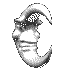 16 grayscale moon-shaped icons with stylized faces, each showing distinct facial expressions and orientations against a solid gray background
