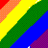 A 3x2 contact sheet of six animated frames featuring rainbow striped backgrounds with black text and a smiley face, displayed on a gray background.