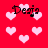 Red background with scattered light pink hearts and repeated black text 'Desja' in a pixelated font.