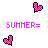 Animated contact sheet of a pixel art icon featuring pink hearts and repeated text phrases in purple, arranged in a 5x5 grid with visible frame-to-frame changes.