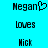 Pixelated text on cyan background: 'Negan' with heart symbol, 'loves', 'Nick' in two