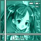 Anime-style character with long brown hair in pigtails, wearing a high-collared outfit under teal-tinted lighting.