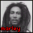 A contact sheet of 19 animated frames showing a black-and-white portrait of Bob Marley with varying colored text labels beneath each frame.