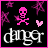 A 48x48 pixel animated buddy icon featuring a pink skull and crossbones, purple stars, a heart symbol, and the word 'danger' in white text on a black background with a pink border.