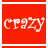A 3x3 grid of nine animated buddy icons, each displaying the word "crazy" in white text on a solid background color with horizontal striped borders at the bottom.