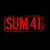 Red text 'SUM 41' in a rectangular border appears above red text 'Open UR eyes', with a pixelated green and brown background featuring handwritten-style text.