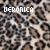 A 3x3 contact sheet of a leopard-print animated icon with repeated text "DERONICA" across all frames and small star-like symbols in two corners.