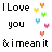 A static digital image displays repeated text and heart symbols arranged in a pattern on a white background