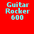 Four identical red backgrounds with cyan text 'Guitar Rocker 600' and varying pink horizontal bars across the middle.