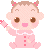 Two pixel-art frames of a baby character in pink pajamas holding a bottle, with subtle pose differences between the left and right frames.