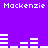 Purple background with white pixelated text 'Mackenzie' repeated four times and horizontal bar patterns in three