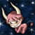 Pixelated cartoon-style icon of a pink-haired character with large horns against a dark blue starry background, featuring visible dithering and low-resolution rendering artifacts.