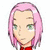 Four pixelated anime-style headshots of a character with pink hair and green eyes, each showing different facial expressions against white background.