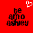 Red background with black pixelated text reading 'be amo ashley' and a white heart symbol above the left side of the text.