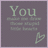Pixelated icon with light green text 'You' above a stylized design and a heart symbol on a dark gray background.