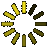 A circular arrangement of yellow and brown rectangular segments rotates clockwise on a gray background, forming a dynamic radial pattern.